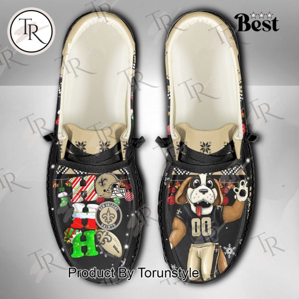 NFL New Orleans Saints Ho Ho Ho Christmas Custom Name Hey Dude Shoes