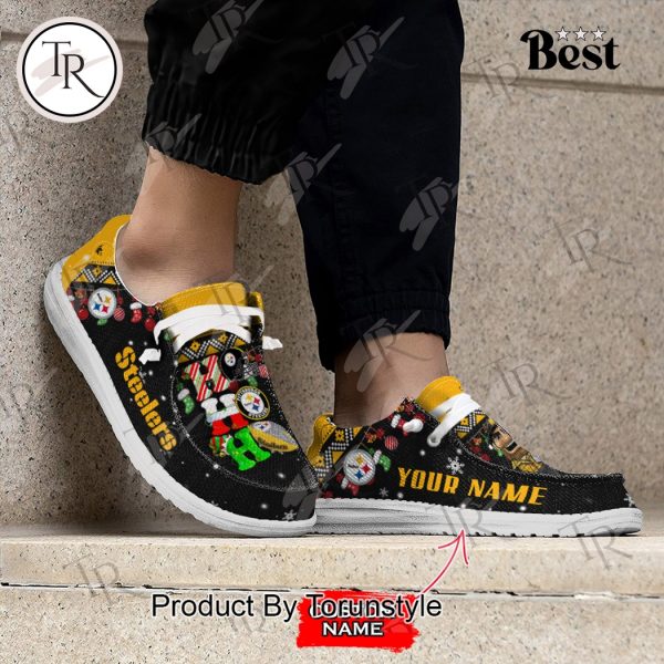 NFL Pittsburgh Steelers Ho Ho Ho Christmas Custom Name Hey Dude Shoes