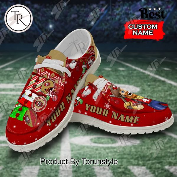 NFL San Francisco 49ers Ho Ho Ho Christmas Custom Name Hey Dude Shoes