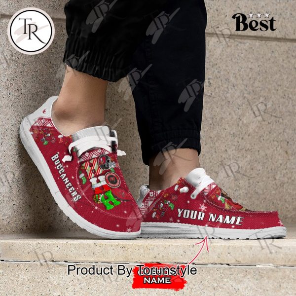 NFL Tampa Bay Buccaneers Ho Ho Ho Christmas Custom Name Hey Dude Shoes