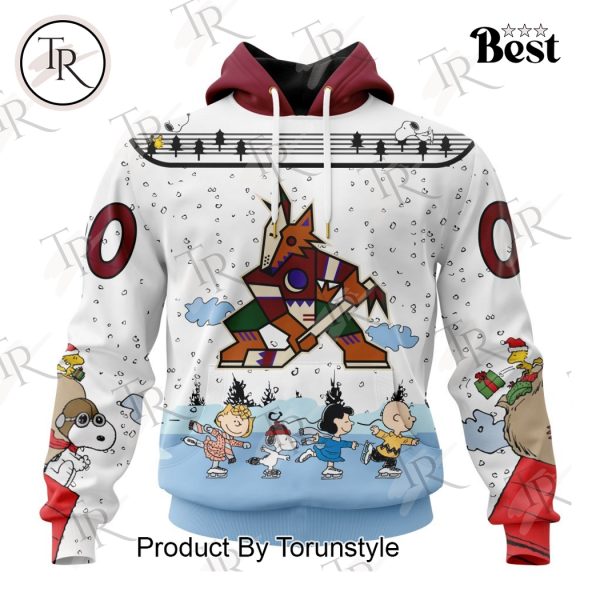 NHL Arizona Coyotes Special Peanuts Ice Skating Design Hoodie