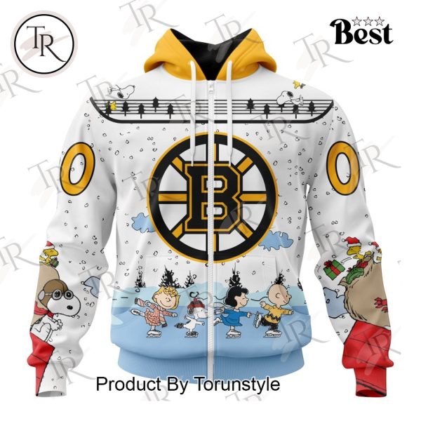 NHL Boston Bruins Special Peanuts Ice Skating Design Hoodie