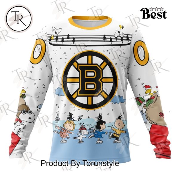 NHL Boston Bruins Special Peanuts Ice Skating Design Hoodie