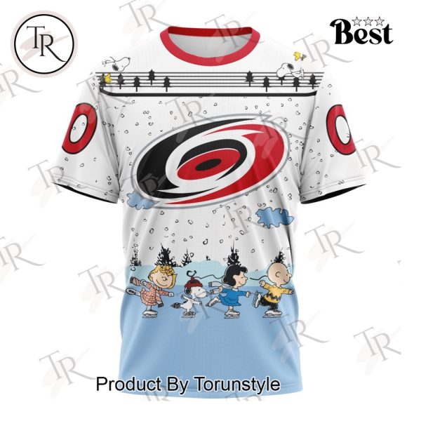 NHL Carolina Hurricanes Special Peanuts Ice Skating Design Hoodie