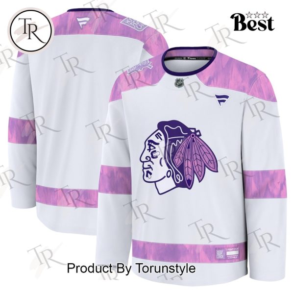 NHL Chicago Blackhawks 2024 Hockey Fights Cancer Practice Jersey – White