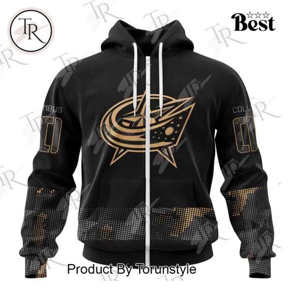 NHL Columbus Blue Jackets Personalized Military Appreciation Design Hoodie