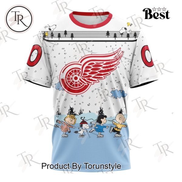 NHL Detroit Red Wings Special Peanuts Ice Skating Design Hoodie