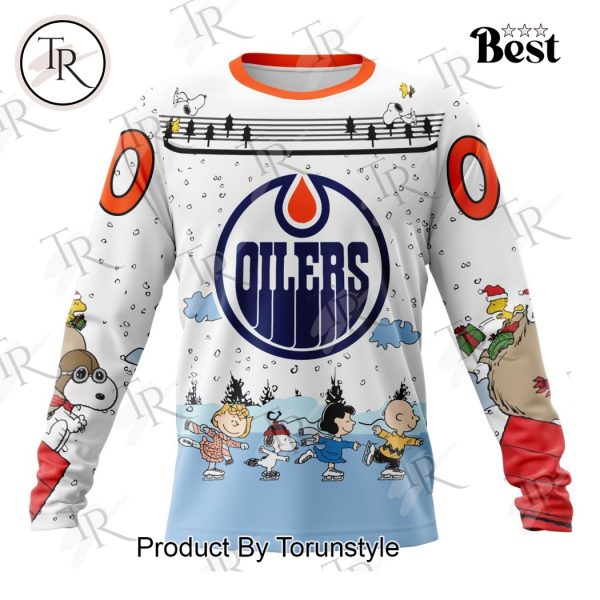 NHL Edmonton Oilers Special Peanuts Ice Skating Design Hoodie