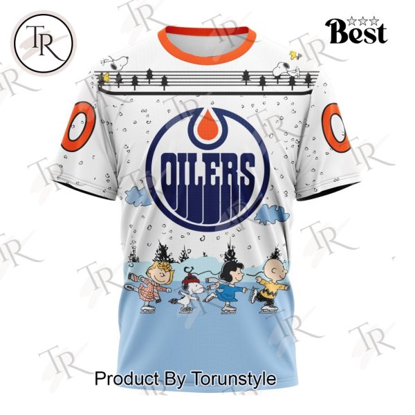 NHL Edmonton Oilers Special Peanuts Ice Skating Design Hoodie