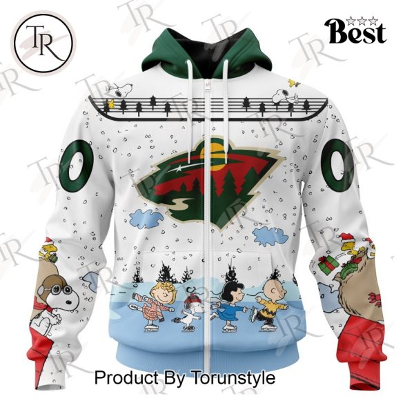 NHL Minnesota Wild Special Peanuts Ice Skating Design Hoodie