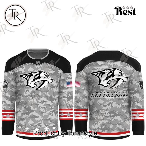 NHL Nashville Predators Arctic Camo 2024 Salute to Service Club Hockey Jersey