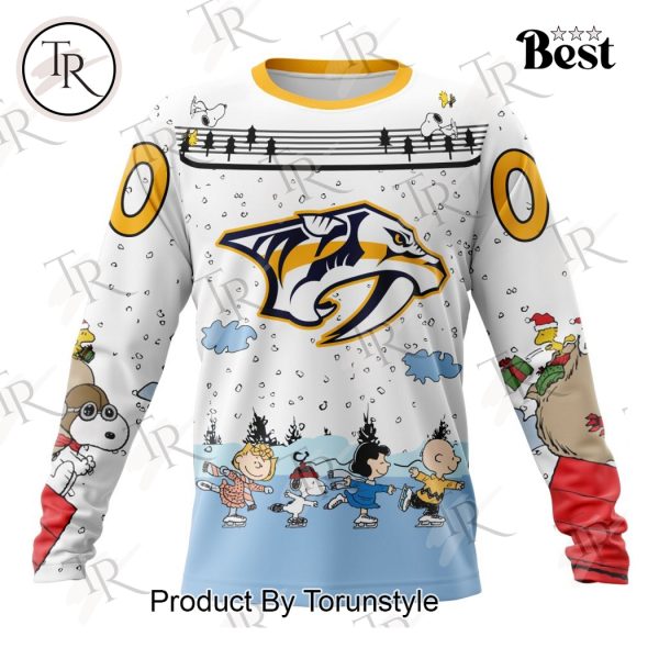 NHL Nashville Predators Special Peanuts Ice Skating Design Hoodie