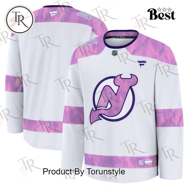 NHL New Jersey Devils 2024 Hockey Fights Cancer Practice Jersey – White