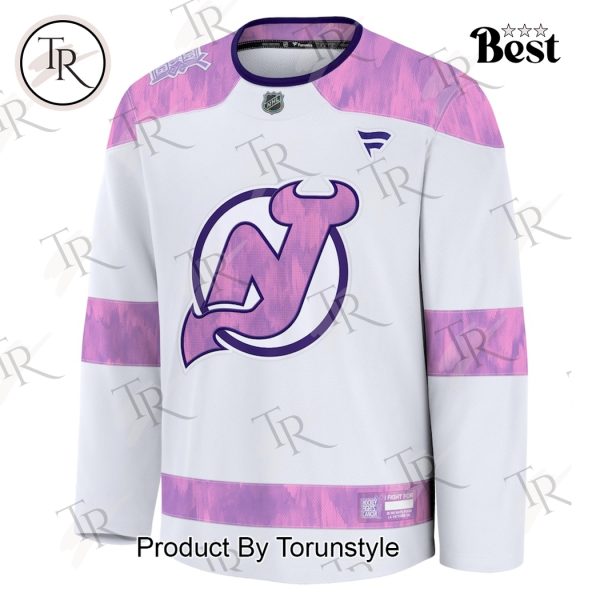 NHL New Jersey Devils 2024 Hockey Fights Cancer Practice Jersey – White