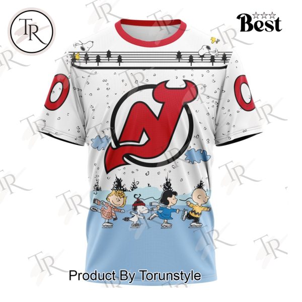 NHL New Jersey Devils Special Peanuts Ice Skating Design Hoodie