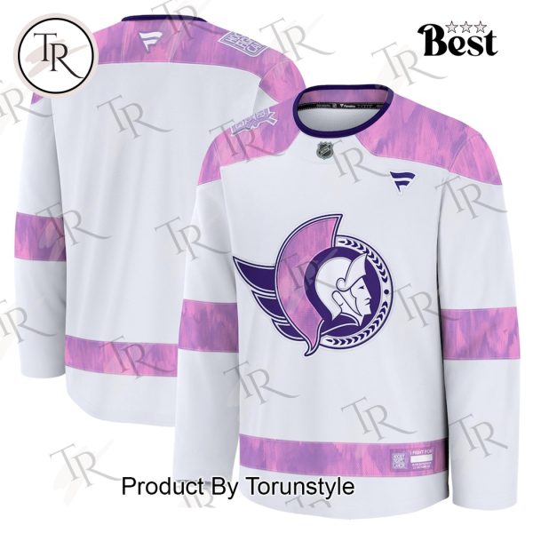 NHL Ottawa Senators 2024 Hockey Fights Cancer Practice Jersey – White