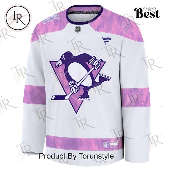 NHL Pittsburgh Penguins 2024 Hockey Fights Cancer Practice Jersey – White