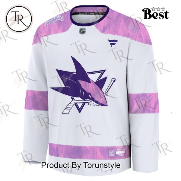 NHL San Jose Sharks 2024 Hockey Fights Cancer Practice Jersey – White