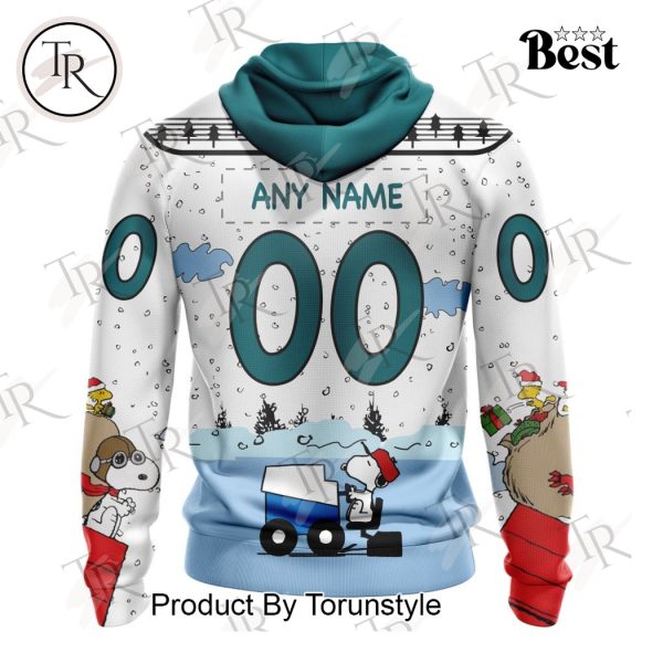 NHL San Jose Sharks Special Peanuts Ice Skating Design Hoodie