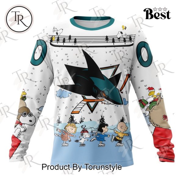 NHL San Jose Sharks Special Peanuts Ice Skating Design Hoodie