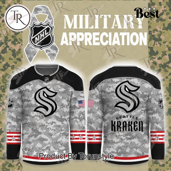 NHL Seattle Kraken Arctic Camo 2024 Salute to Service Club Hockey Jersey