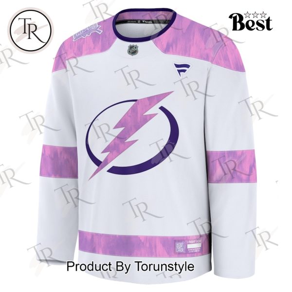 NHL Tampa Bay Lightning 2024 Hockey Fights Cancer Practice Jersey – White