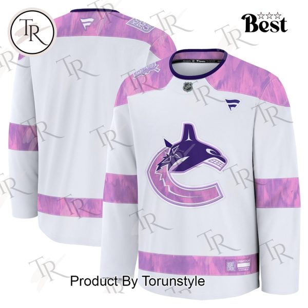 NHL Vancouver Canucks 2024 Hockey Fights Cancer Practice Jersey – White