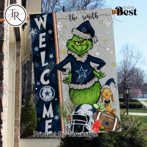 NFL Dallas Cowboys Football Grinch Welcome Christmas Garden Flag – Custom Name