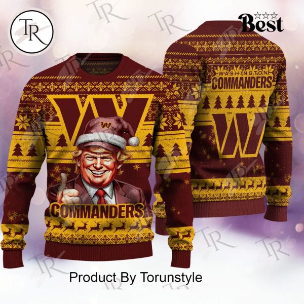 Washington Commanders Christmas Donald Trump Knitted Sweater