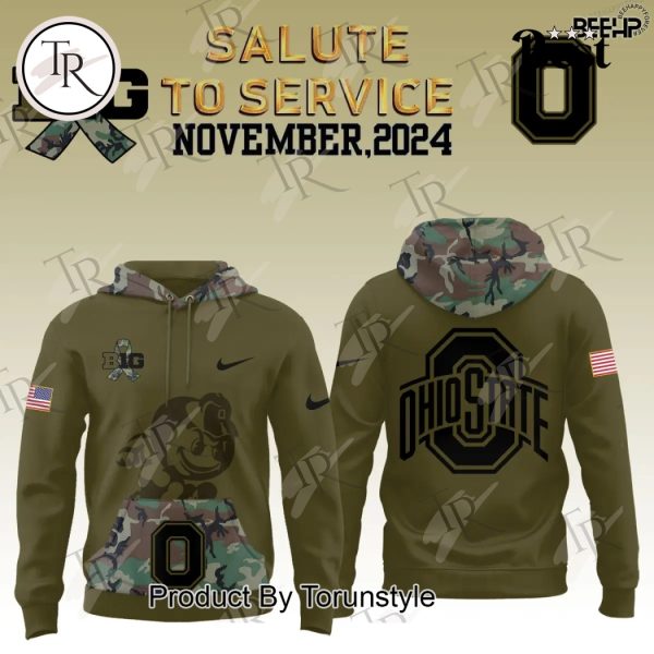 Ohio State Buckeyes Camo 2024 Salute to Service Combo Hoodie, Longpants, Cap