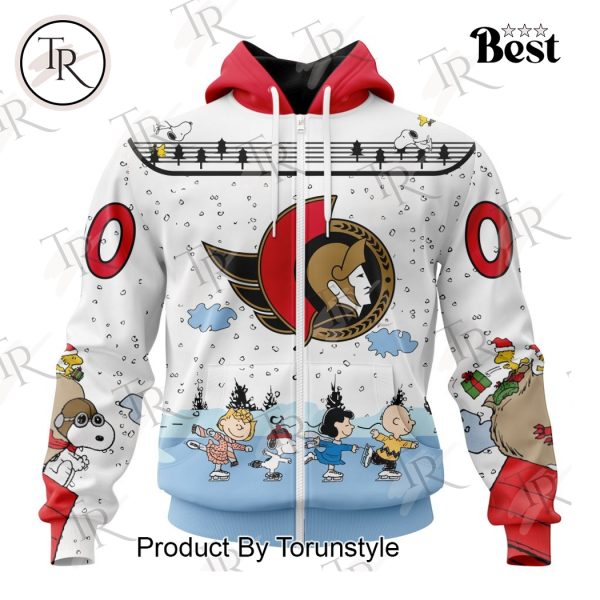 NHL Ottawa Senators Special Peanuts Ice Skating Design Hoodie