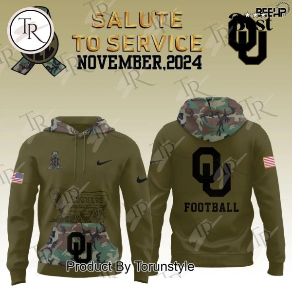 Oklahoma Sooners Camo 2024 Salute to Service Combo Hoodie, Longpants, Cap