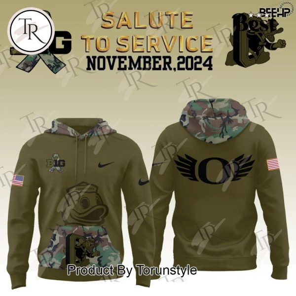 Oregon Ducks Camo 2024 Salute to Service Combo Hoodie, Longpants, Cap