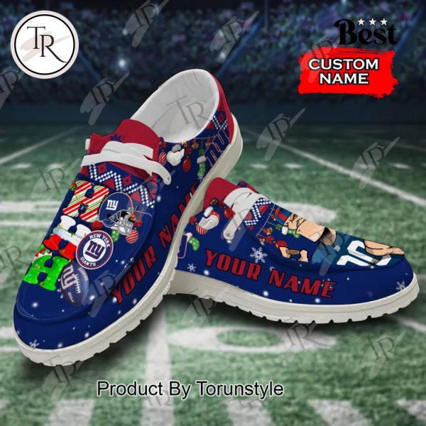 NFL New York Giants Ho Ho Ho Christmas Custom Name Hey Dude Shoes