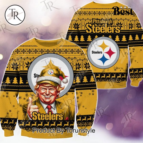 Pittsburgh Steelers Christmas Donald Trump Knitted Sweater