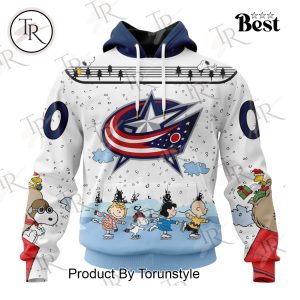 NHL Columbus Blue Jackets Special Peanuts Ice Skating Design Hoodie