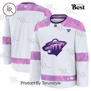 NHL Minnesota Wild 2024 Hockey Fights Cancer Practice Jersey – White