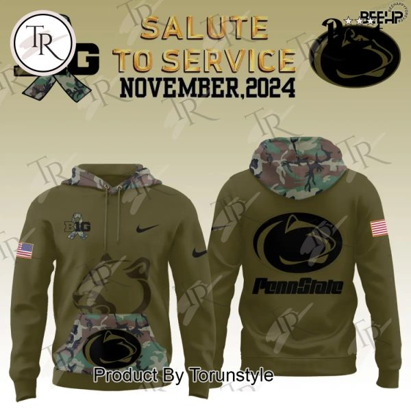 Penn State Nittany Lions Camo 2024 Salute to Service Combo Hoodie, Longpants, Cap