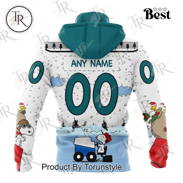 NHL San Jose Sharks Special Peanuts Ice Skating Design Hoodie