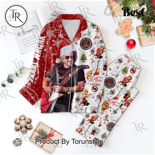 Sammy Hagar Red Rocker Christmas Button Down Pajamas Set