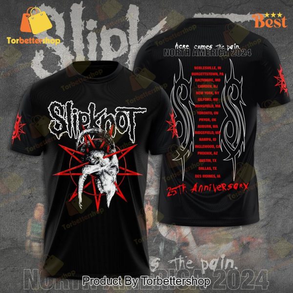 Slipknot North America 2024 25th Anniversary Design 3D T-Shirt