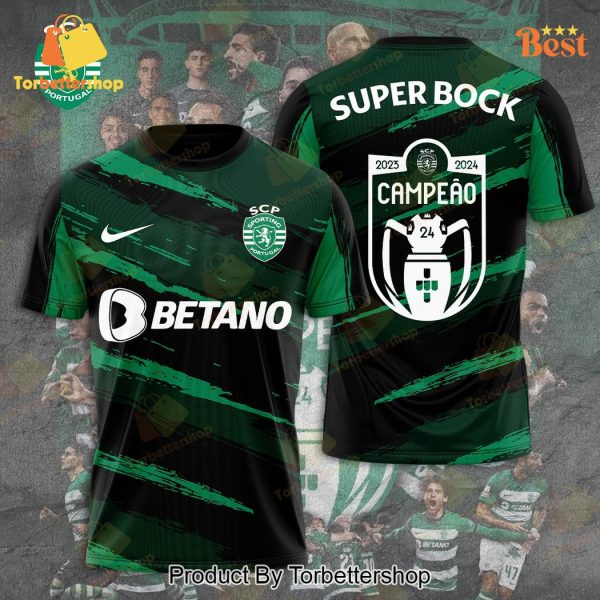 Sporting CP Super Bock 2023-2024 Campeao Design 3D T-Shirt