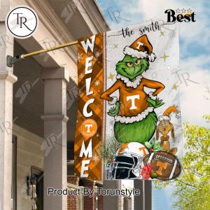 NCAA Tennessee Volunteers Football Grinch Welcome Christmas Garden Flag – Custom Name