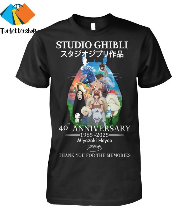 Studio Ghibli 40th Anniversary 1985-2025 Miyazaki Hayao Signature Thank You For The Memories Unisex T-Shirt