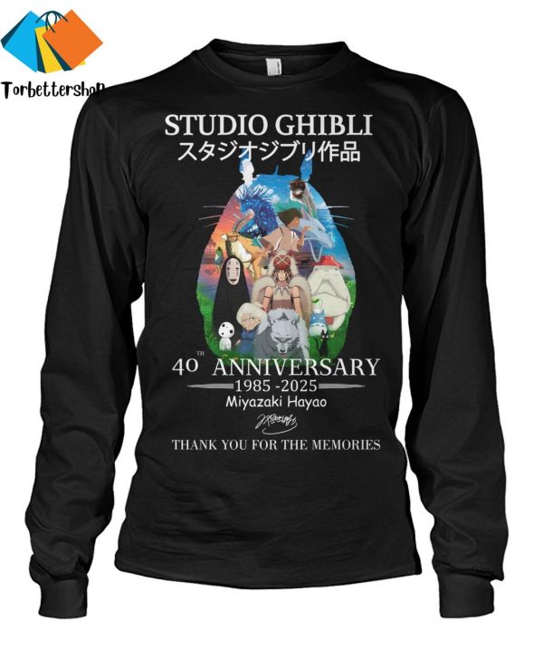 Studio Ghibli 40th Anniversary 1985-2025 Miyazaki Hayao Signature Thank You For The Memories Unisex T-Shirt