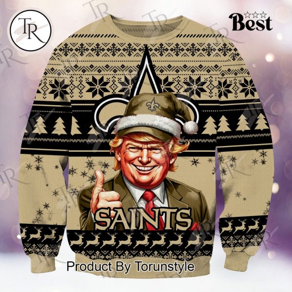 New Orleans Saints Christmas Donald Trump Knitted Sweater