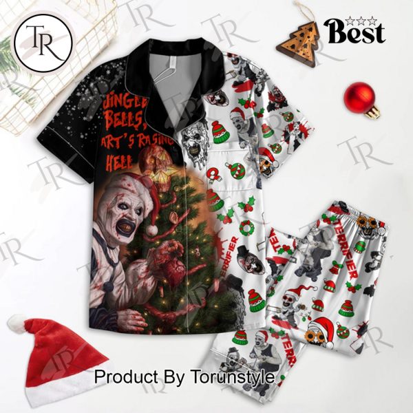 Terrifier Art’s Rasing Hell Merry Christmas Button Down Pajamas Set