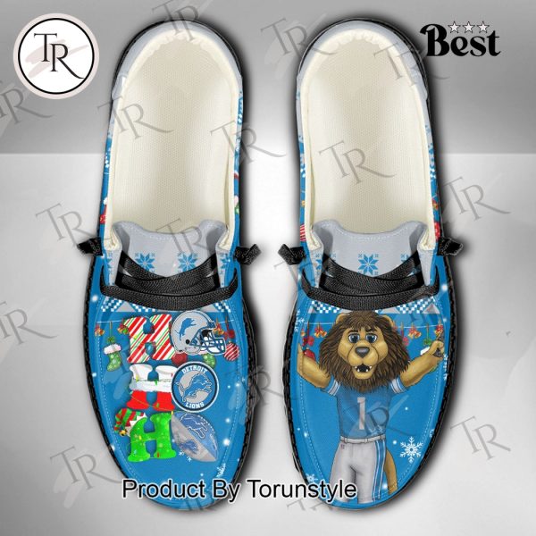 NFL Detroit Lions Ho Ho Ho Christmas Custom Name Hey Dude Shoes