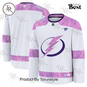 NHL Tampa Bay Lightning 2024 Hockey Fights Cancer Practice Jersey – White