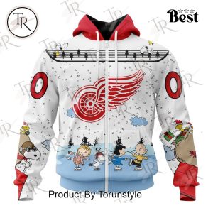 NHL Detroit Red Wings Special Peanuts Ice Skating Design Hoodie